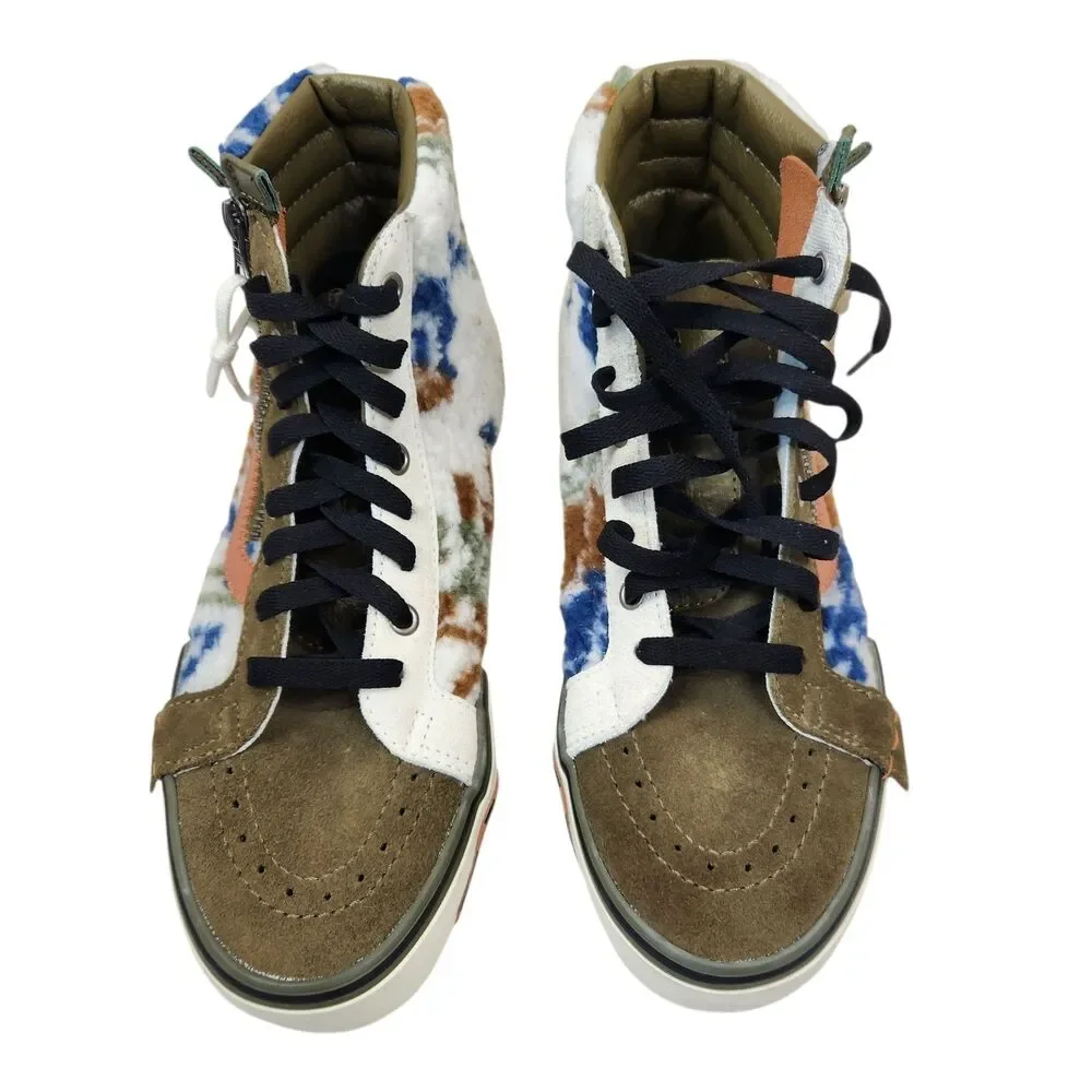 NEW Vans Sk8 Hi Reissue Faux Fur Mixed Material Olive Green Sneakers M 7.5 W 9